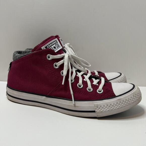 Converse All Star Mid Top Burgundy Cushion Tongue, Bows On Back Womens Size 9 - Picture 4 of 10